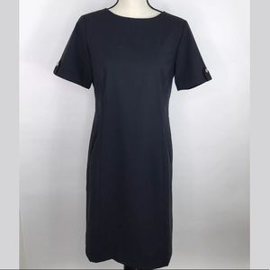 Lands' End Solid Black Short Sleeve Dress